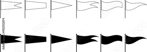 Triangular Tapering Triangular swallowtail pennant icon set