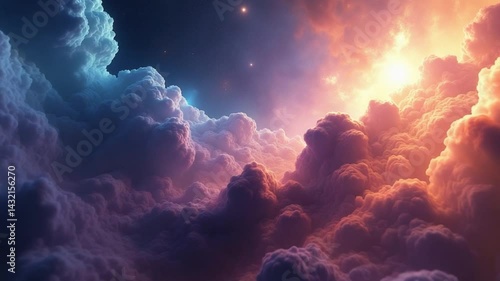 Sunset Clouds with Vibrant Light in Dreamy Sky