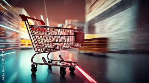 Wallpaper Mural Dynamic shopping cart speeding through aisle, concept for modern consumerism Torontodigital.ca