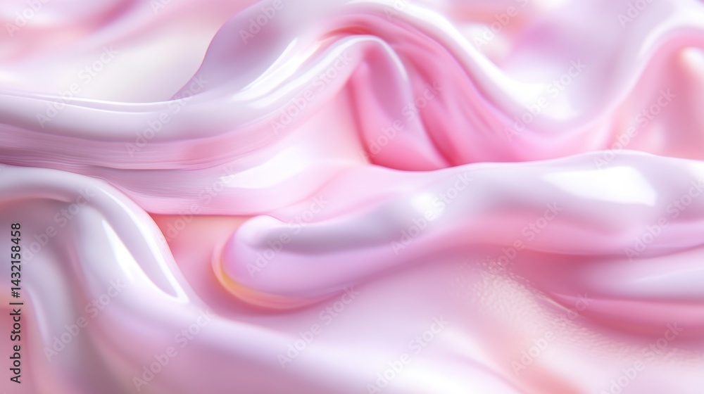 Obraz premium Soft, flowing textures of a light pink cosmetic cream.