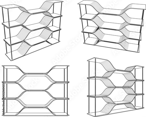 vector sketch illustration design wardrobe shelf furniture bookcase modern minimalist for home interior living room