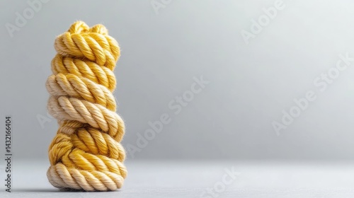 Wallpaper Mural Twisted Rope Minimalist Style High-resolution Studio Lighting Vertical Close-up Shot Textured Fiber Still Life Neutral Background Warm Yellow Hues Ideal for Craft Ads Torontodigital.ca