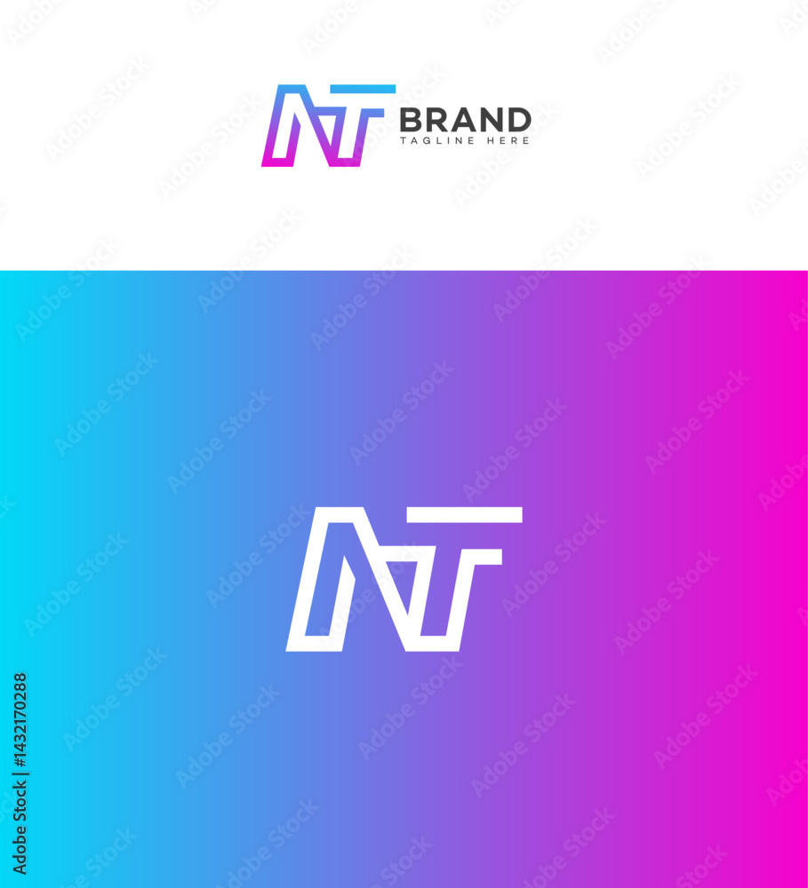 Modern Gradient NT Logo Design, Brand Identity, Minimalist, Creative, Unique, Professional, Business Modern Gradient NT Logo Design, Brand Identity, Minimalist, Creative, Unique, Professional, Business