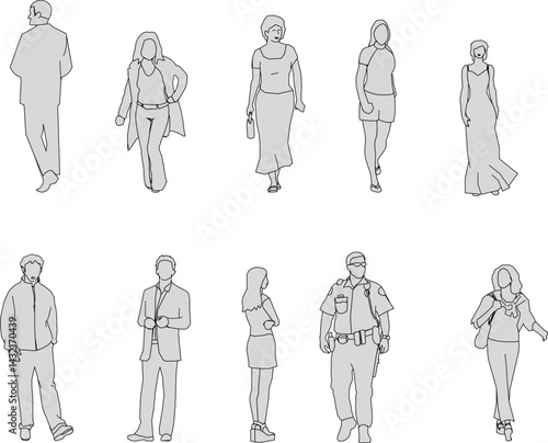 Wallpaper Mural vector sketch illustration silhouette design of various human activities with their work as a complement to the image   Torontodigital.ca