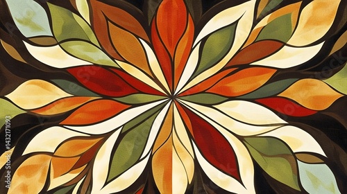 Abstract Autumn Leaves Mandala Art Print
