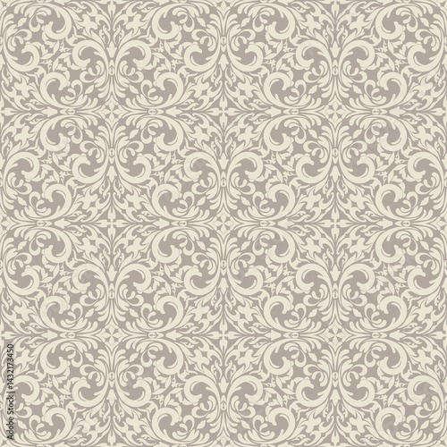Vector Elegant Ornamental Seamless Pattern with Vintage Floral Motif for Luxury Backgrounds, Textiles, Wallpapers, Invitations, Wedding Designs, and Decorative Art Projects