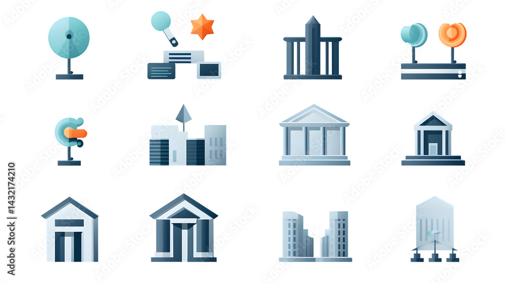 Professional Banking Business and Charts Icons for Financial Reports and Analysis Professional Banking Business and Charts Icons for Financial Reports and Analysis