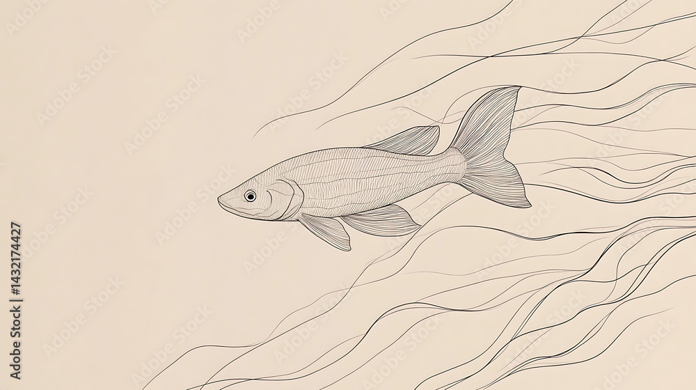 Obraz premium A fish is swimming in a body of water with a lot of brush