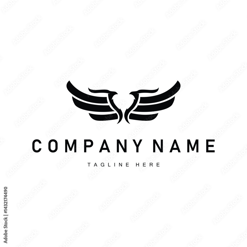 Obraz premium wing logo black silhouette design minimalist animal wings with simple black concept for business symbol or product brand template