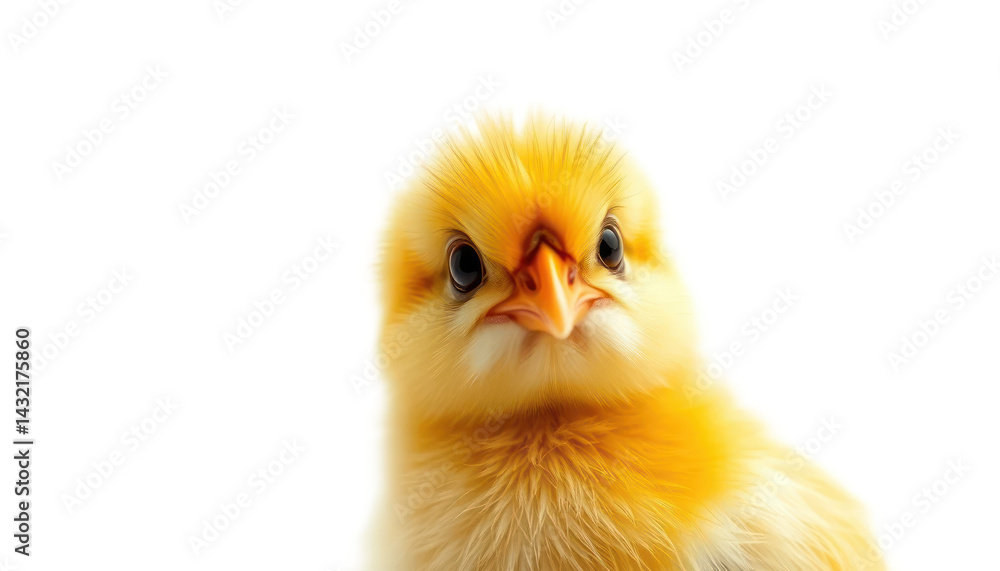 Obraz premium Fluffy Yellow Baby Chick Closeup on Transparent Background