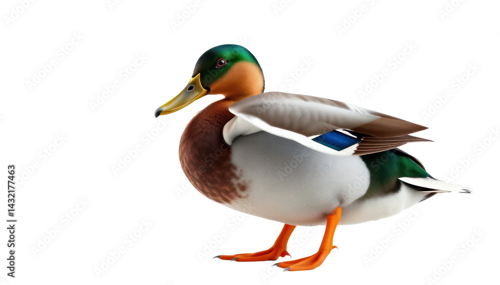 Obraz premium Mallard Duck with Detailed Feathers on Transparent Background