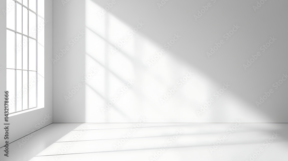 A large, empty room with a window that lets in a lot of light A large, empty room with a window that lets in a lot of light