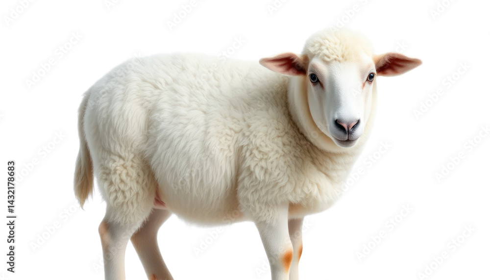 White Fluffy Sheep on Transparent Background White Fluffy Sheep on Transparent Background