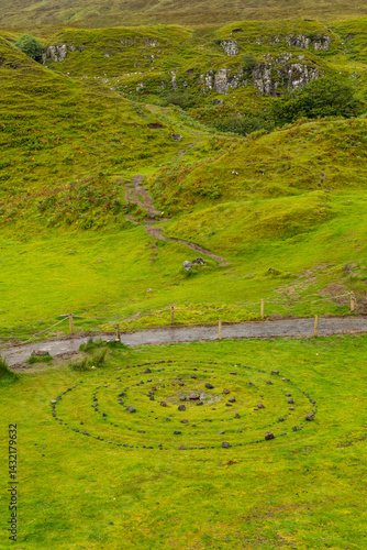 Fairy Glen enchants with lush green hills, mystical shapes, and legendary Viking whispers. A magical, fairy-tale landscape where nature feels alive and ancient stories echo in the wind. Spiral rocks.