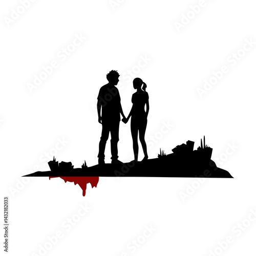 silhouettes of people in the city