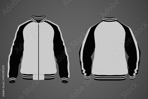 Varsity jacket design, white and black color.