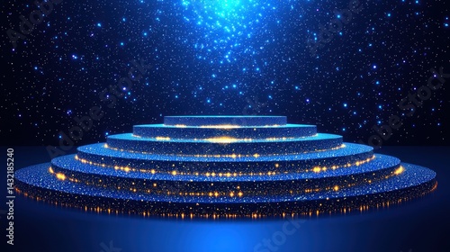 Glimmering Award Ceremony Stage: A Celestial Blue Platform