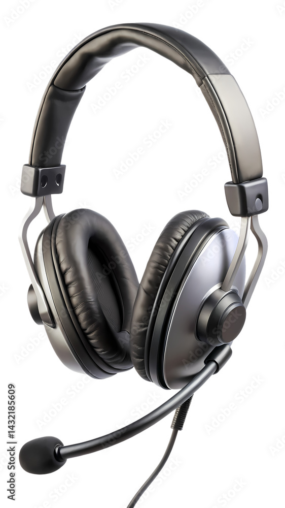 Studio Headphones with Microphone Isolated on transparent background for Gaming or Communication Studio Headphones with Microphone Isolated on transparent background for Gaming or Communication