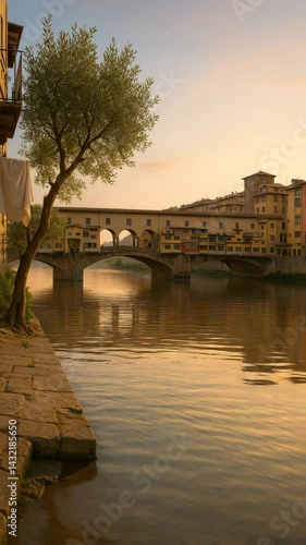 Florence Ponte Vecchio Bridge Sunrise