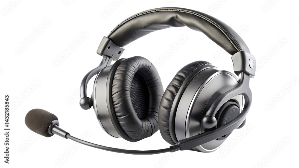 Professional studio headphones with microphone boom designed for clear voice communication Professional studio headphones with microphone boom designed for clear voice communication