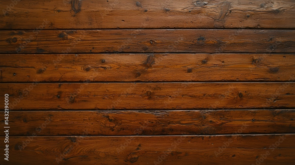 Naklejka premium Rich brown wood texture. Horizontal planks, rustic look. Perfect for backgrounds or design elements.
