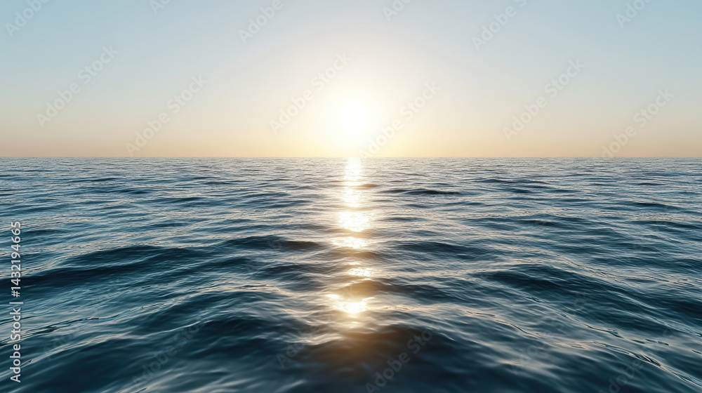 serene ocean view with gentle waves reflecting warm sunlight at dawn serene ocean view with gentle waves reflecting warm sunlight at dawn