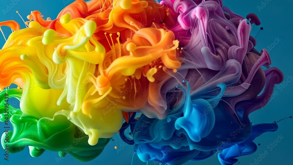 Rainbow Ink Explosion: A Vibrant Abstract Masterpiece Rainbow Ink Explosion: A Vibrant Abstract Masterpiece