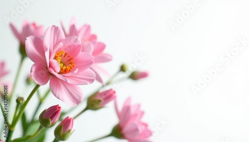 Close-up shot of delicate flowers against pure white backdrop , organic, studio