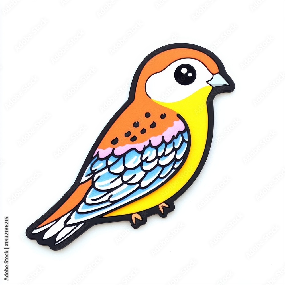 Fototapeta premium Colorful cartoon bird illustration with bright orange and yellow feathers