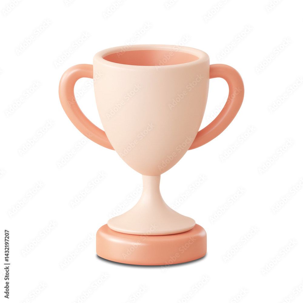 A simple shiny clay trophy with a smooth surface and a light pink color. This award is a symbol of achievement, perfect for celebrating victories, on a transparent background. A simple shiny clay trophy with a smooth surface and a light pink color. This award is a symbol of achievement, perfect for celebrating victories, on a transparent background.