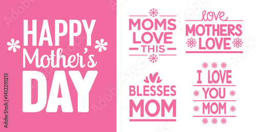 Mother's Day Text Elements Set