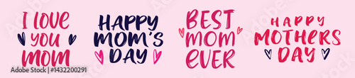 Mother's Day Quotes Set vector illustration