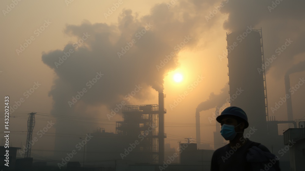 Obraz premium Environmental pollution, smoke from the chimney, pollution images, air pollution,