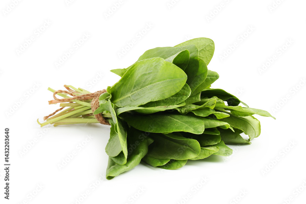 Bunch of fresh green sorrel leaves isolated on white Bunch of fresh green sorrel leaves isolated on white