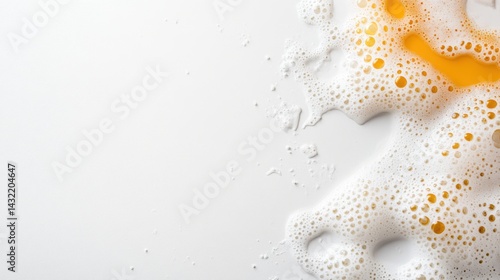 Obraz na płótnie Bubbles Forming on a White Surface with Vibrant Yellow Liquid w salonie