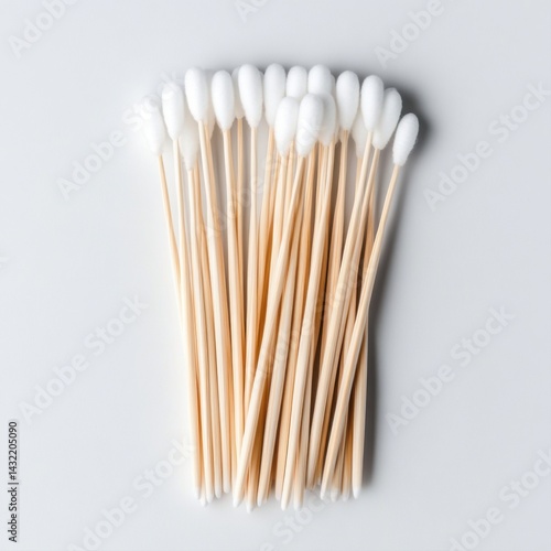 Obraz na płótnie Close-up of Disposable Cotton Swabs on Light Gray Background w salonie