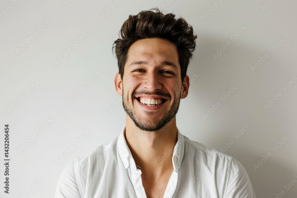 Portrait of a happy young man smiling against a white background. Portrait of a happy young man smiling against a white background.