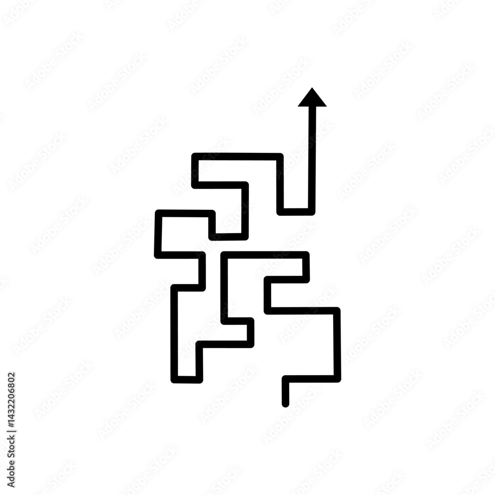 Complex maze design with upward direction illustrating a navigation challenge for problem-solving enthusiasts