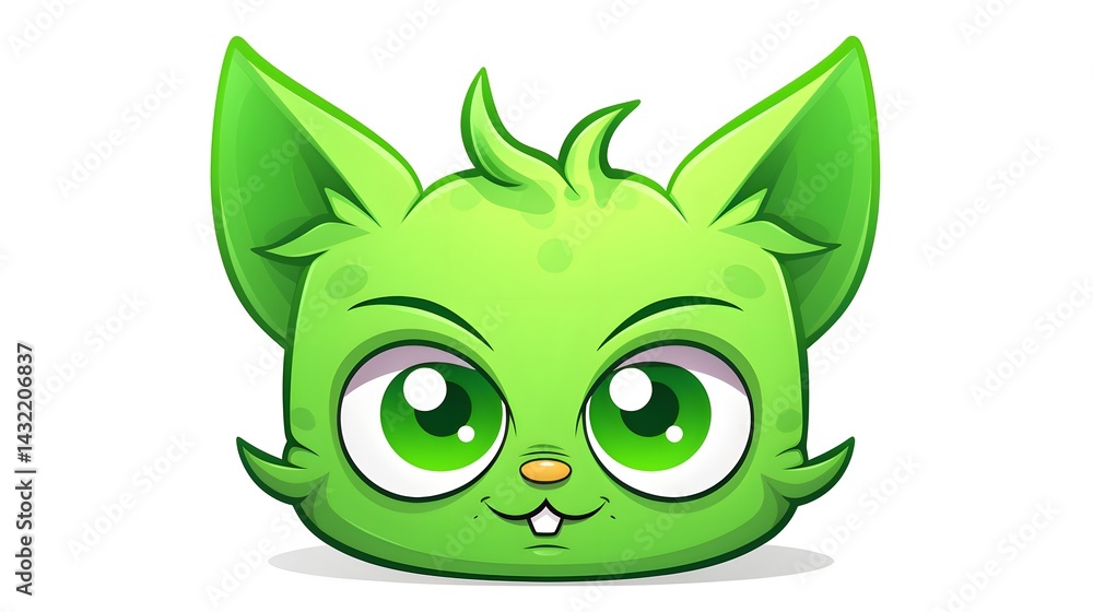 Playful and Unique Green Cat Head Stock Vector Illustration for Creative Design Projects Playful and Unique Green Cat Head Stock Vector Illustration for Creative Design Projects