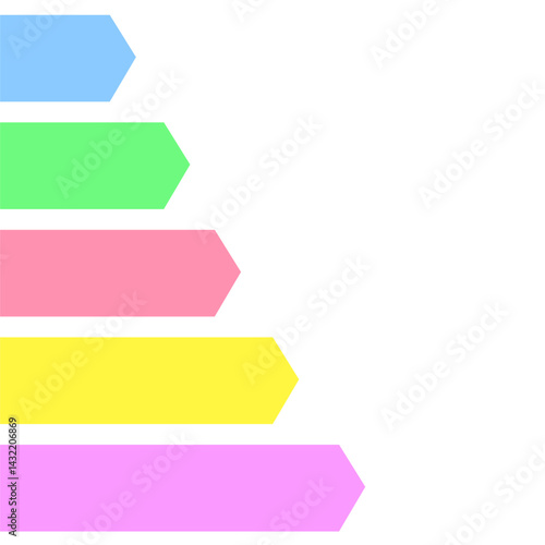 Obraz na płótnie Colorful arrows arranged in a pyramid shape on a white background showcasing a visual representation of progress or hierarchy w salonie