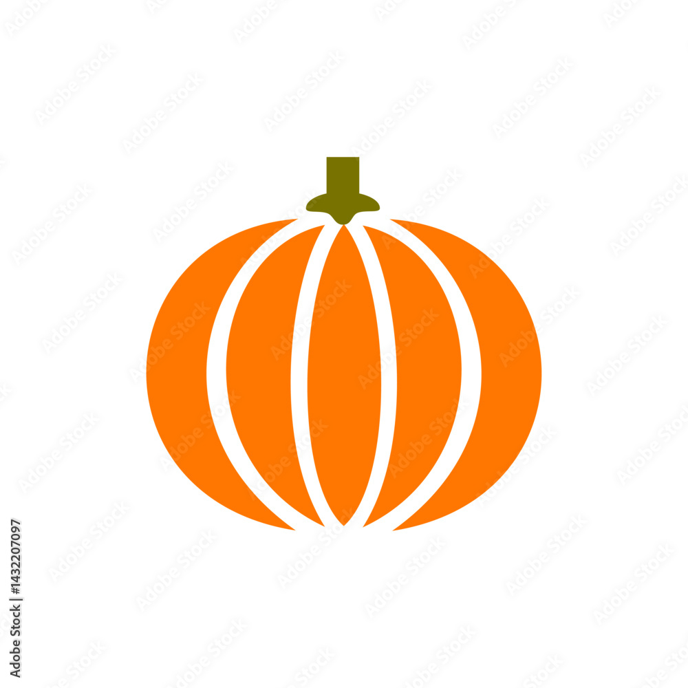 Bright orange pumpkin with distinct ridges, suitable for autumn decorations and Halloween festivities in a garden setting