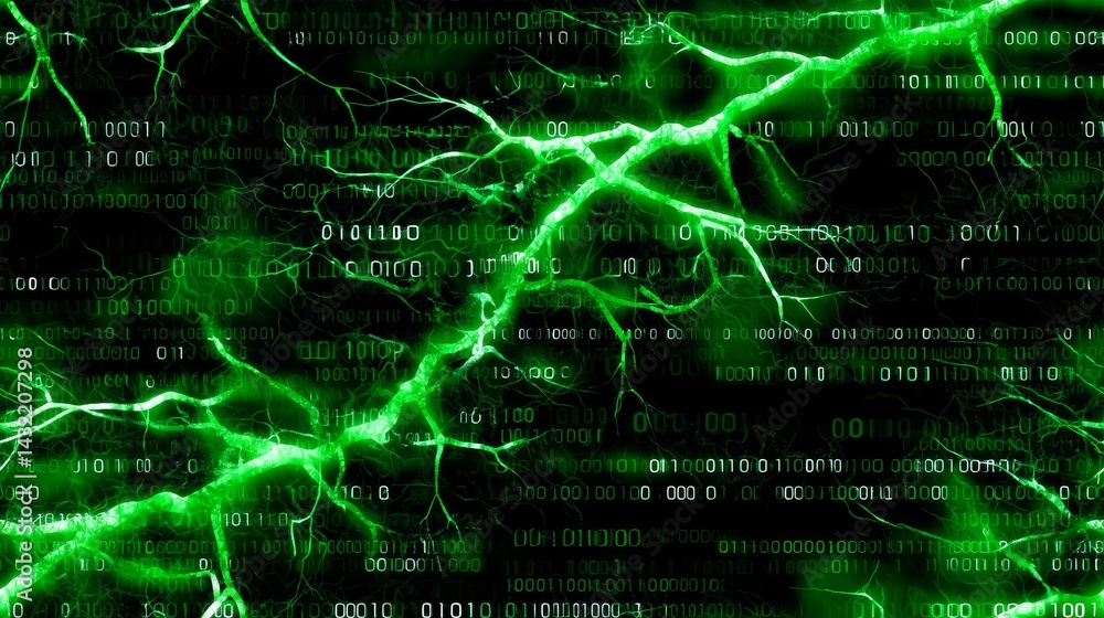 Abstract Green Binary Code and Energy Pulses Seamless Pattern Abstract Green Binary Code and Energy Pulses Seamless Pattern