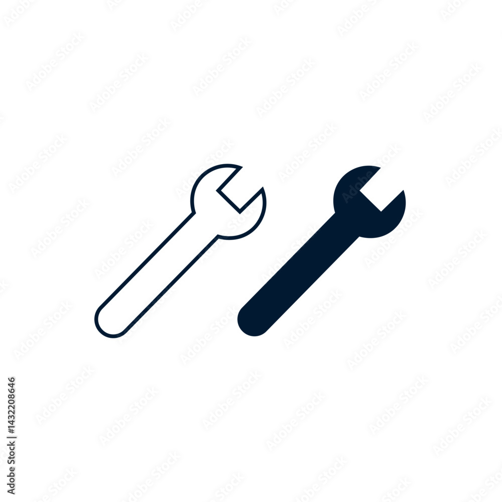 Wrench Icon Vector | Editable Stroke Spanner Tool Symbol for Mechanics and Repair Services Wrench Icon Vector | Editable Stroke Spanner Tool Symbol for Mechanics and Repair Services