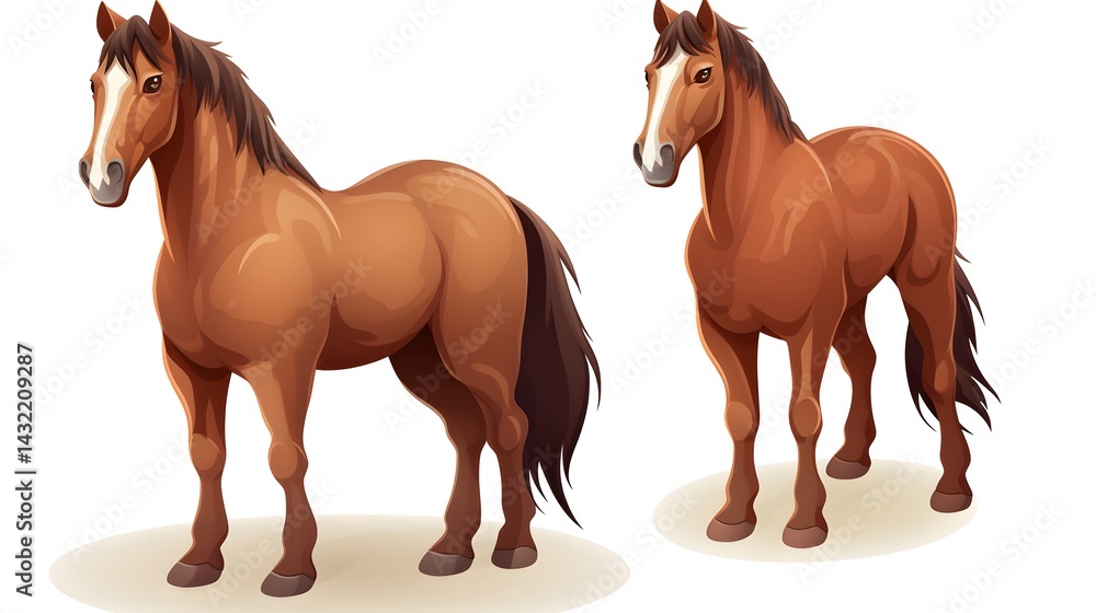 Obraz premium Professional Isometric 3D Vector Illustration of Brown Sorrel Horse for Design Projects