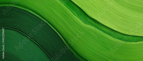 Obraz na płótnie Abstract Green Waves of Paint with Smooth Textures and Patterns w salonie