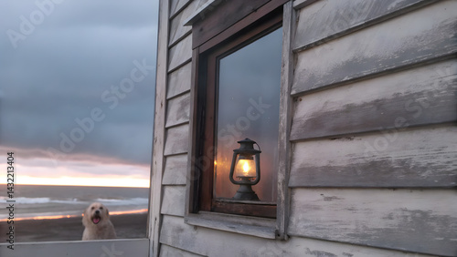 Outside the cottage the sound fierce winds blo