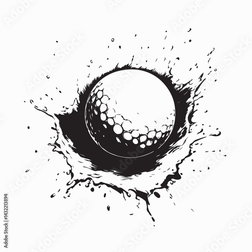 Golf Bunker Shot Images. Golf ball bunker shot sand splash vector isolated on white background.