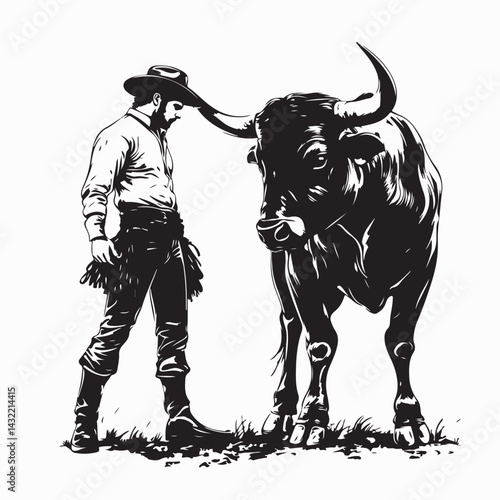 Bull And Matador Vector Images Isolated on white background.