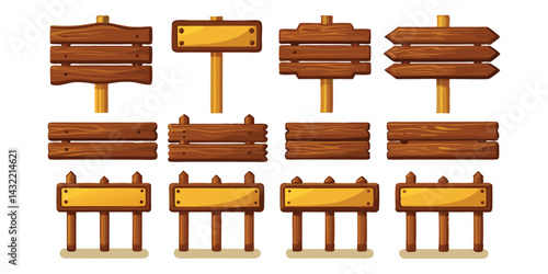 Isolated wooden planks Wood planking cute cartoon billboards Natural material bo