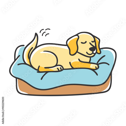 dog resting in a cozy bed icon, dog resting in a cozy bed vector illustration-simple illustration of dog resting in a cozy bed, perfect for dog resting in a cozy bed logos and icons